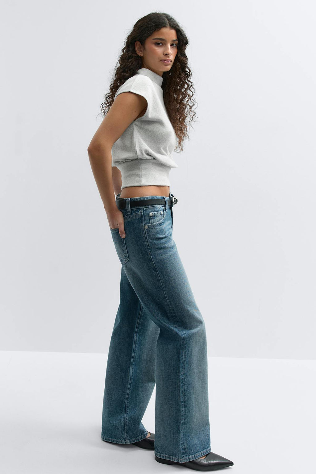 Soft funnel neck top