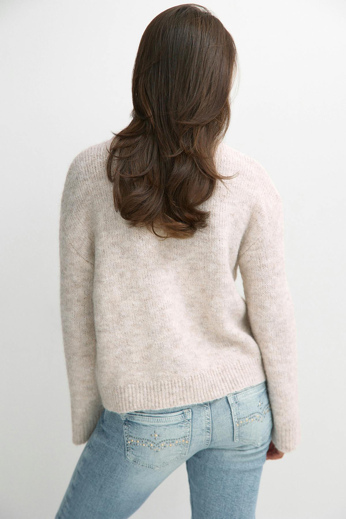 Y knitted crew neck sweater