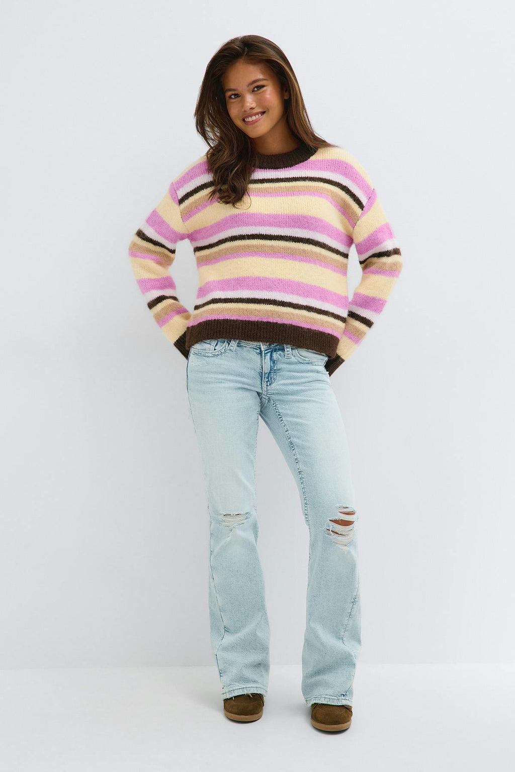 Y knitted crew neck sweater