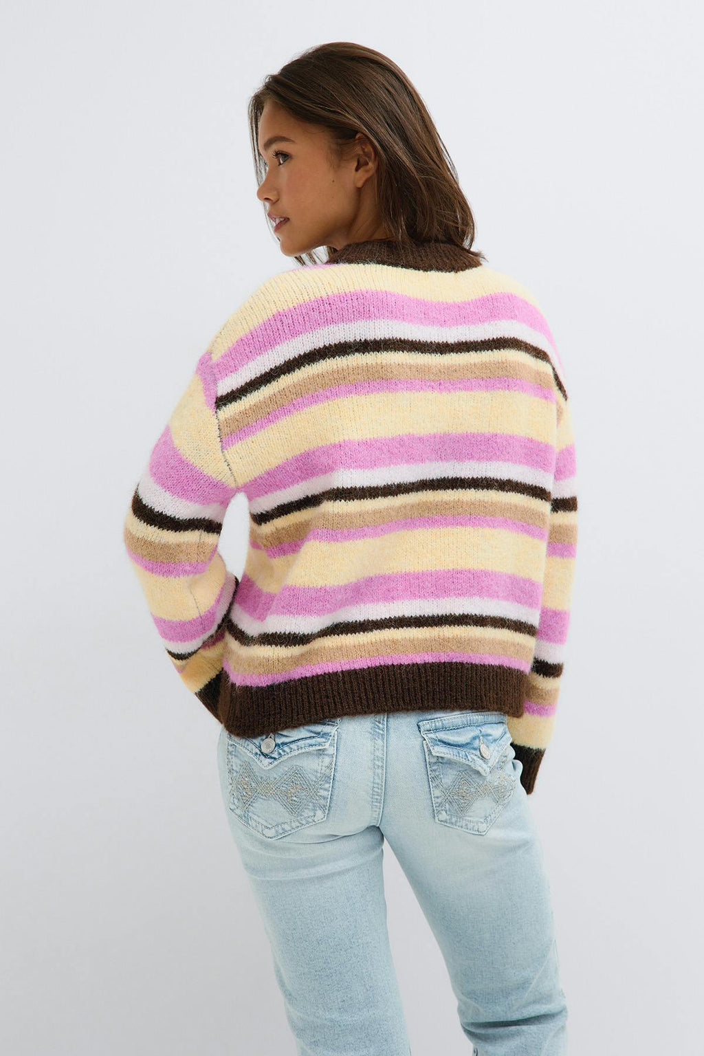 Y knitted crew neck sweater