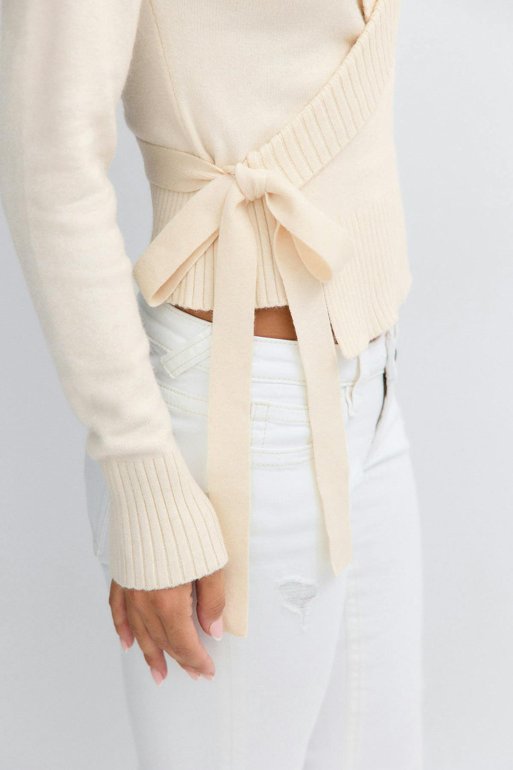 14+ knitted wrap sweater