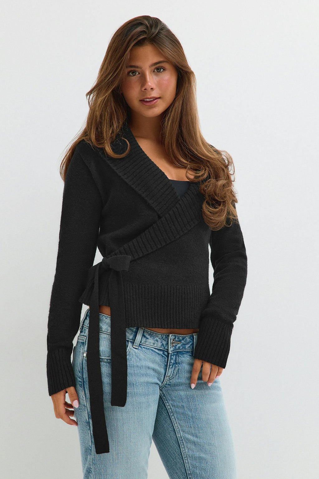 14+ knitted wrap sweater