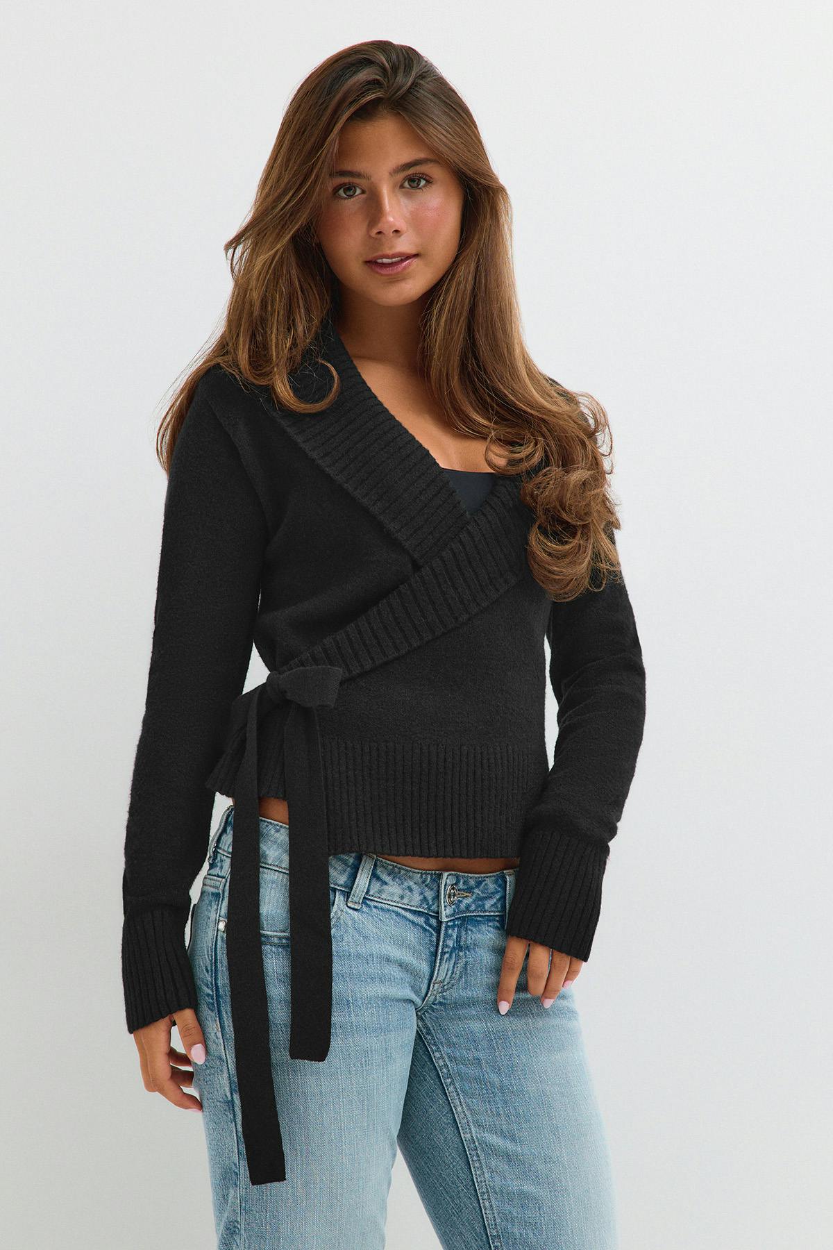 14+ knitted wrap sweater