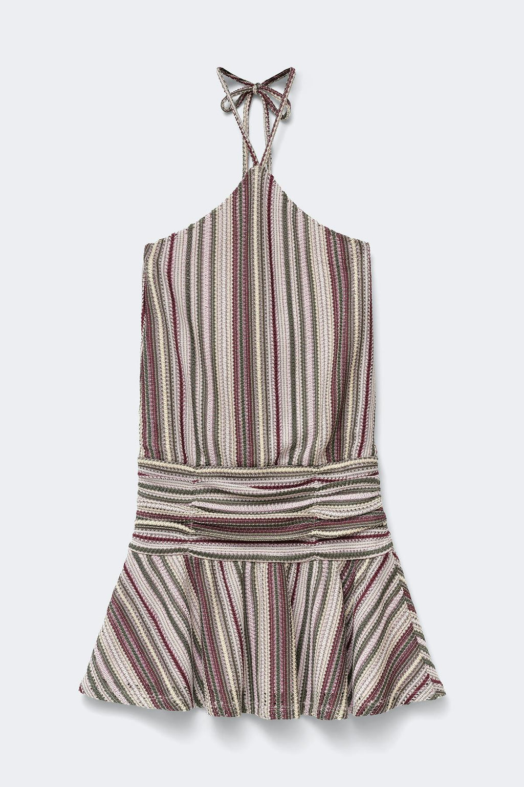 14+ halterneck striped dress