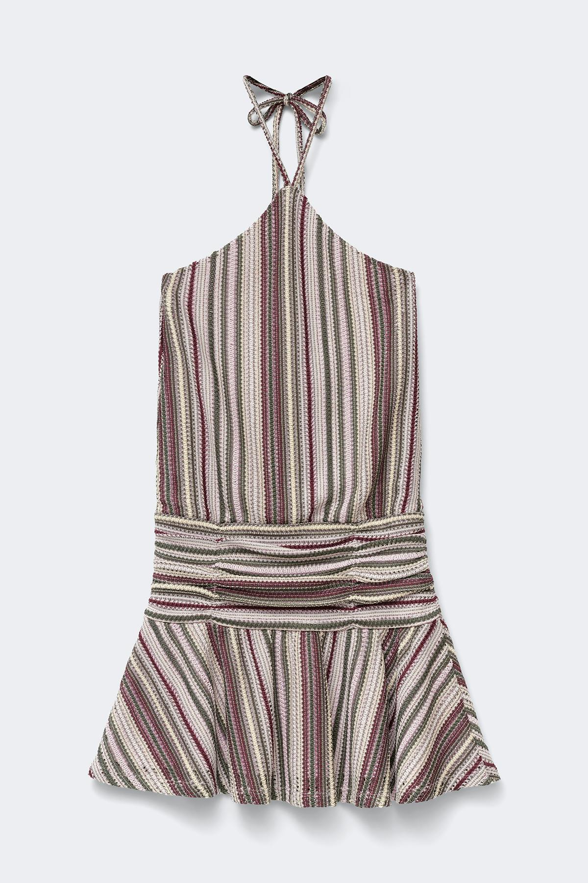 14+ halterneck striped dress