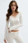 Soft lace loungewear top