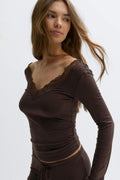 Soft lace loungewear top