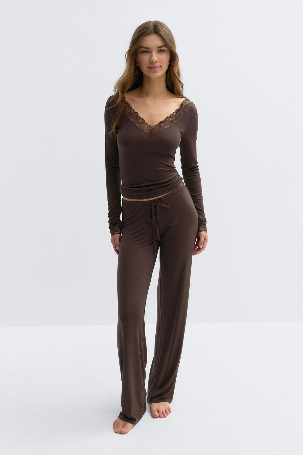 Soft lace loungewear top