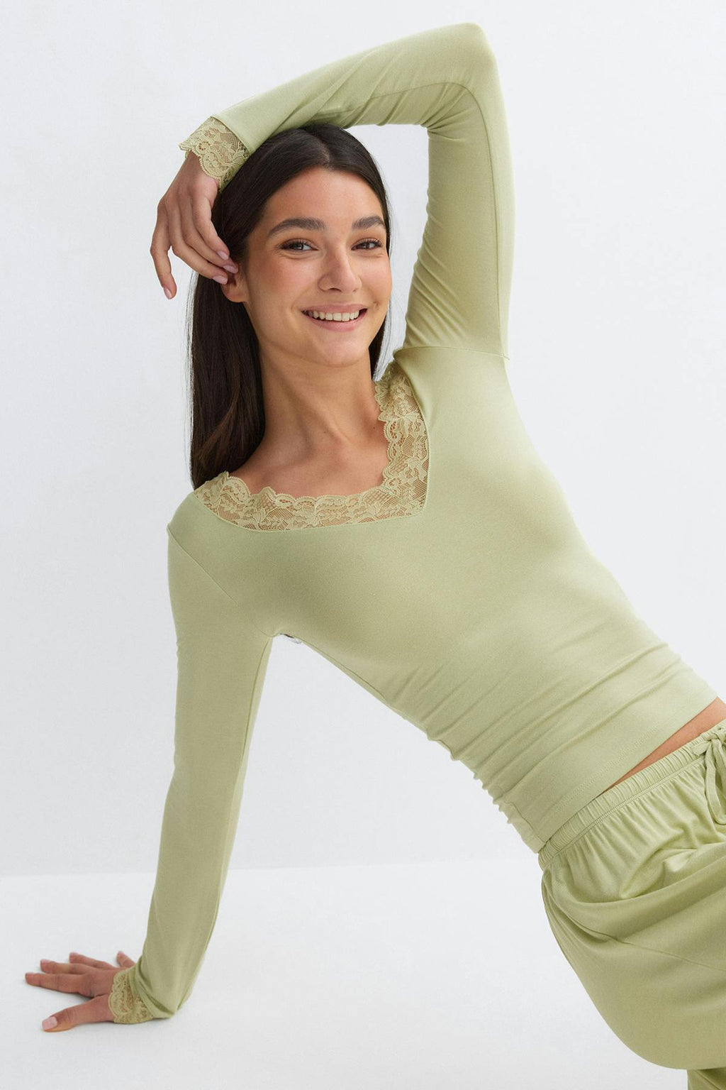 Soft lace loungewear top