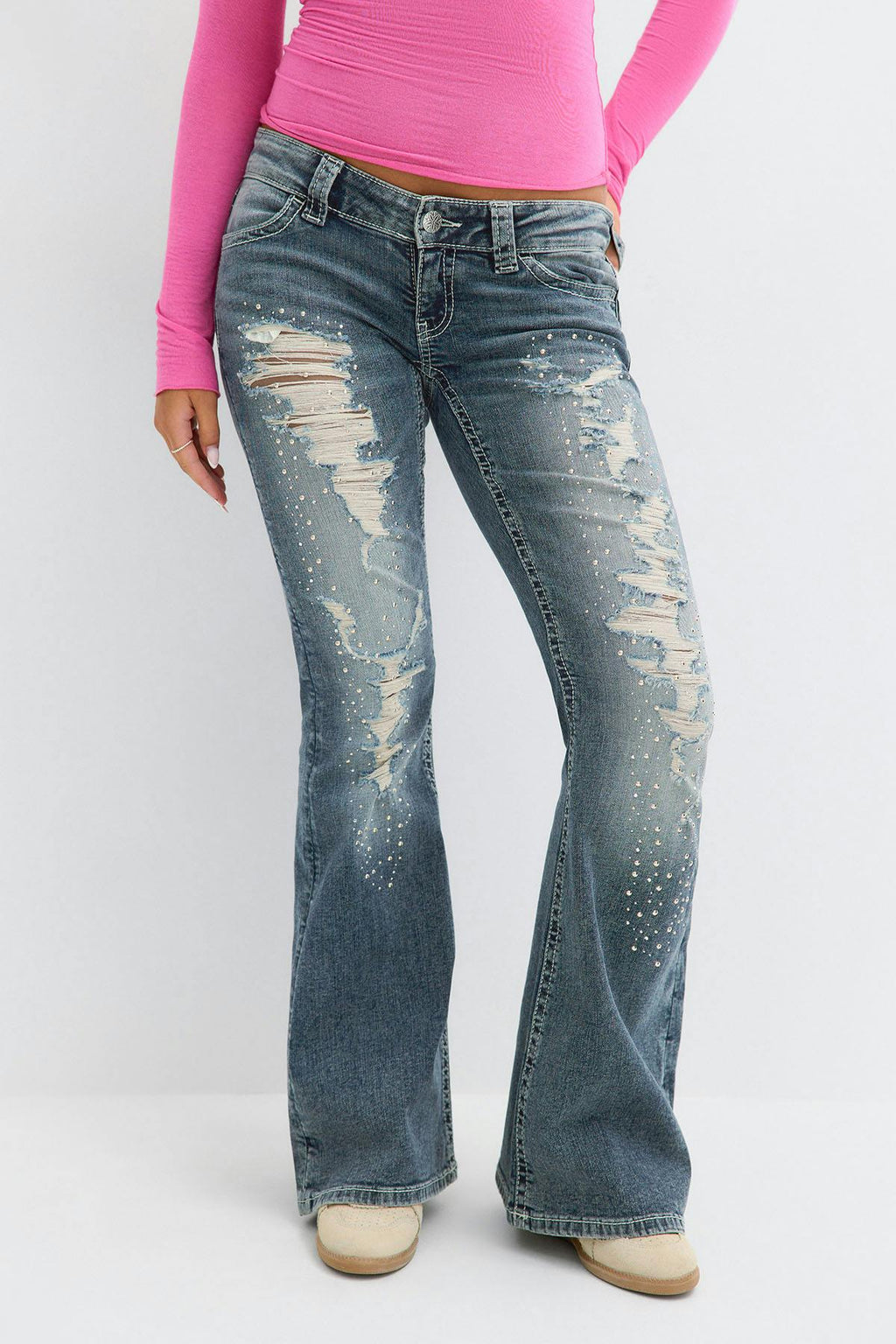 14+ sparkle low flare jeans