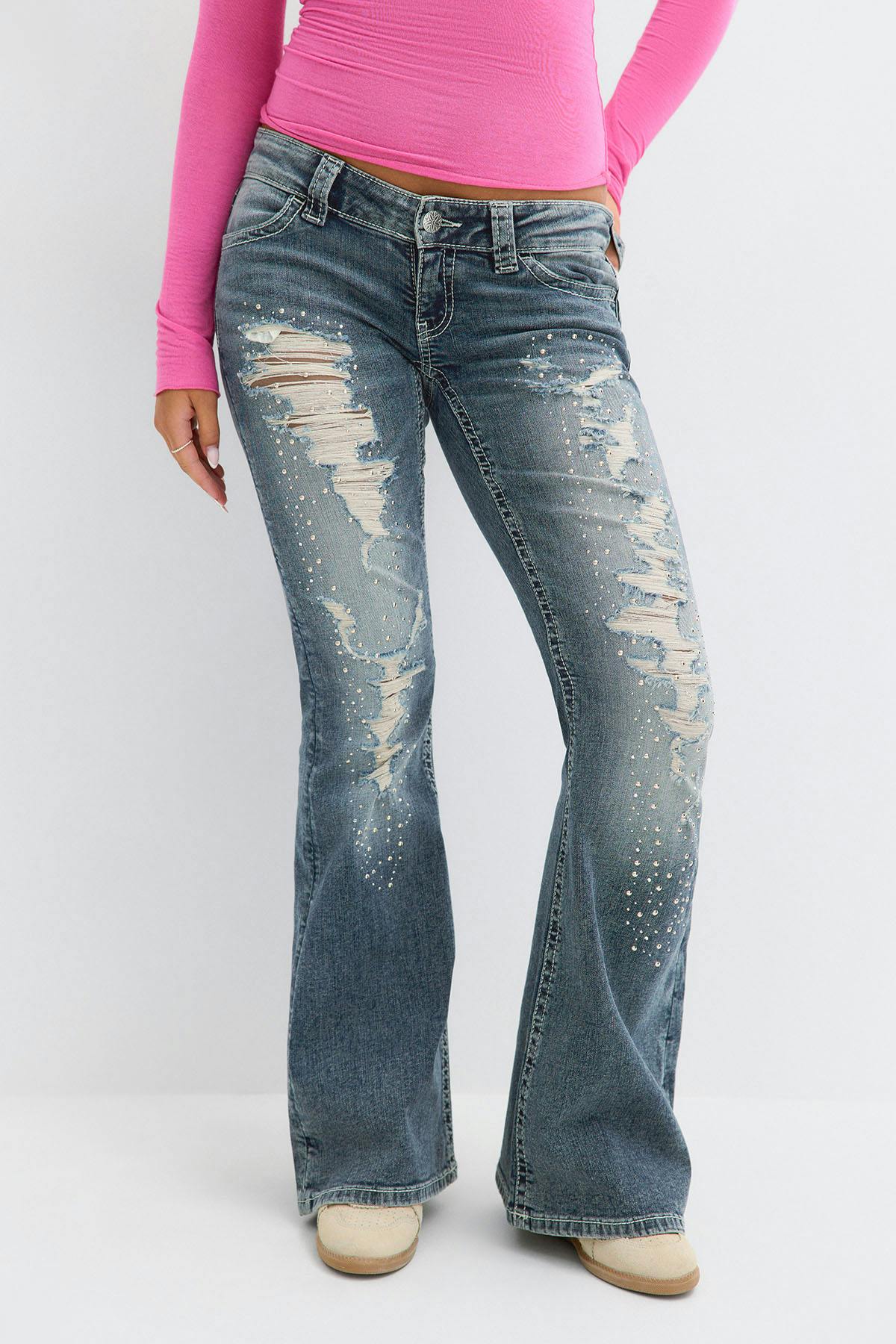 14+ sparkle low flare jeans