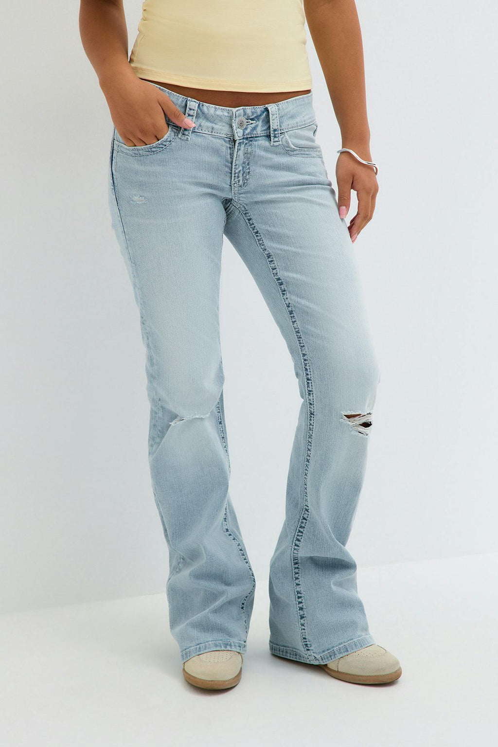 Y sparkle low flare jeans