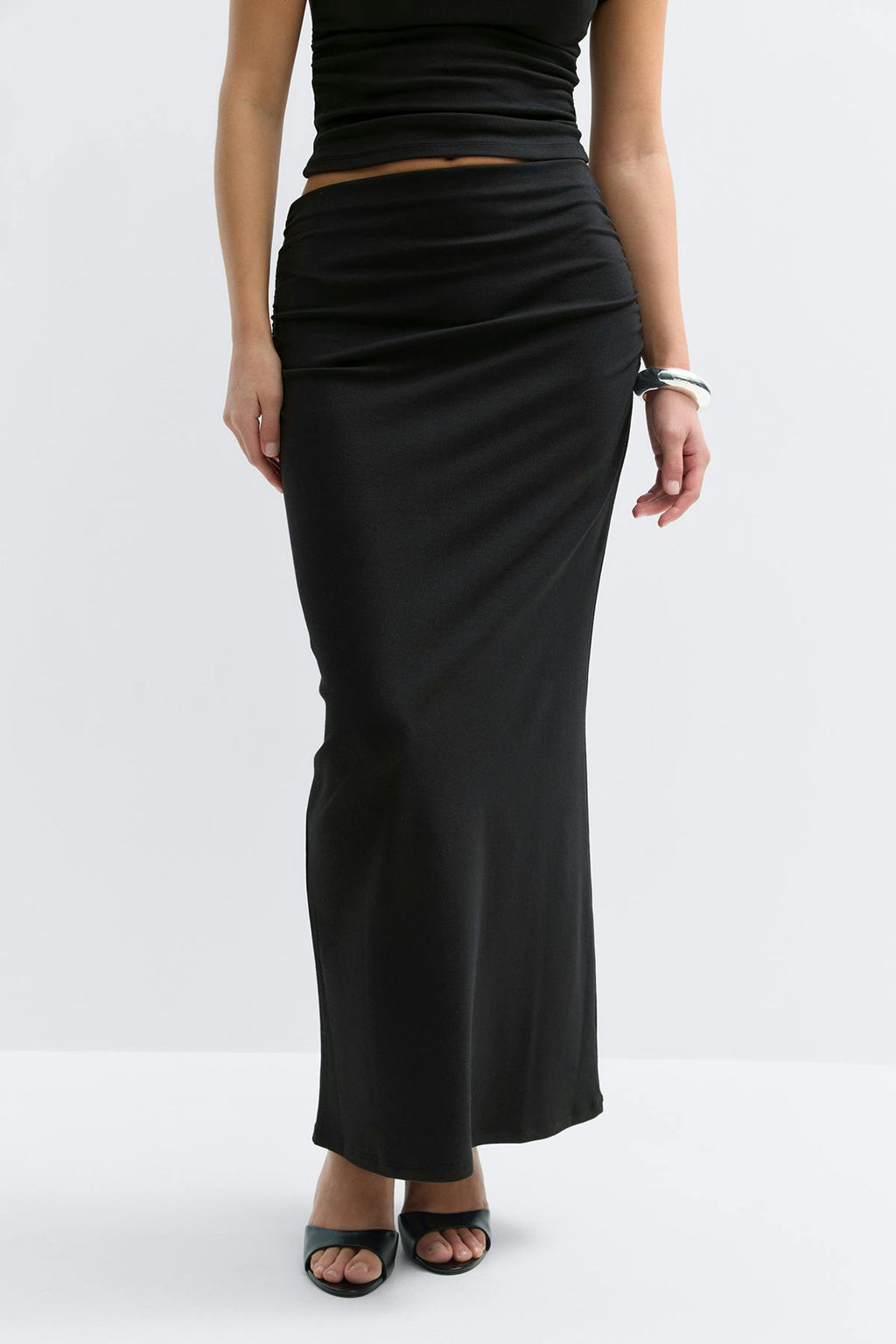 Ruched maxi skirt