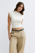Ruched funnel neck top