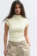 Ruched funnel neck top