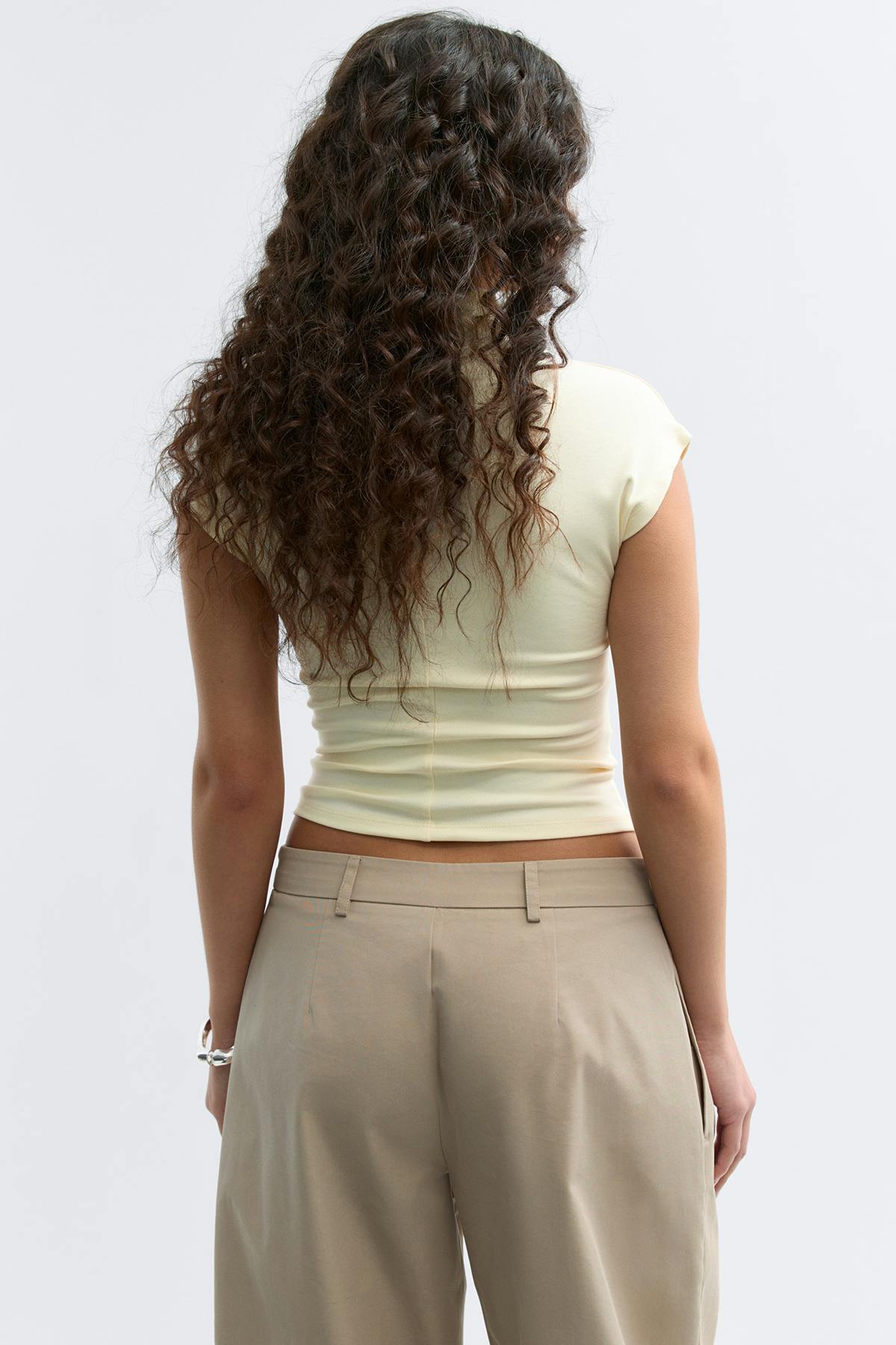 Ruched funnel neck top