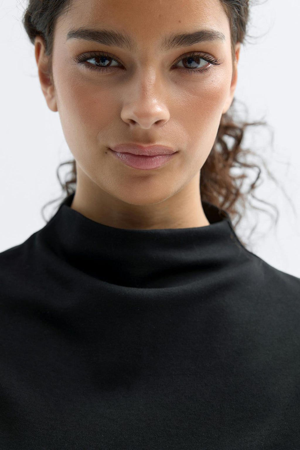 Ruched funnel neck top