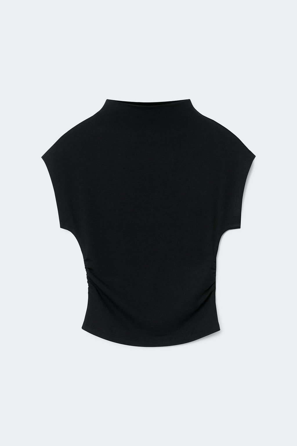 Ruched funnel neck top