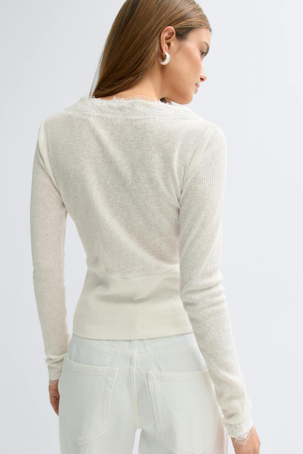 Lace detail button top