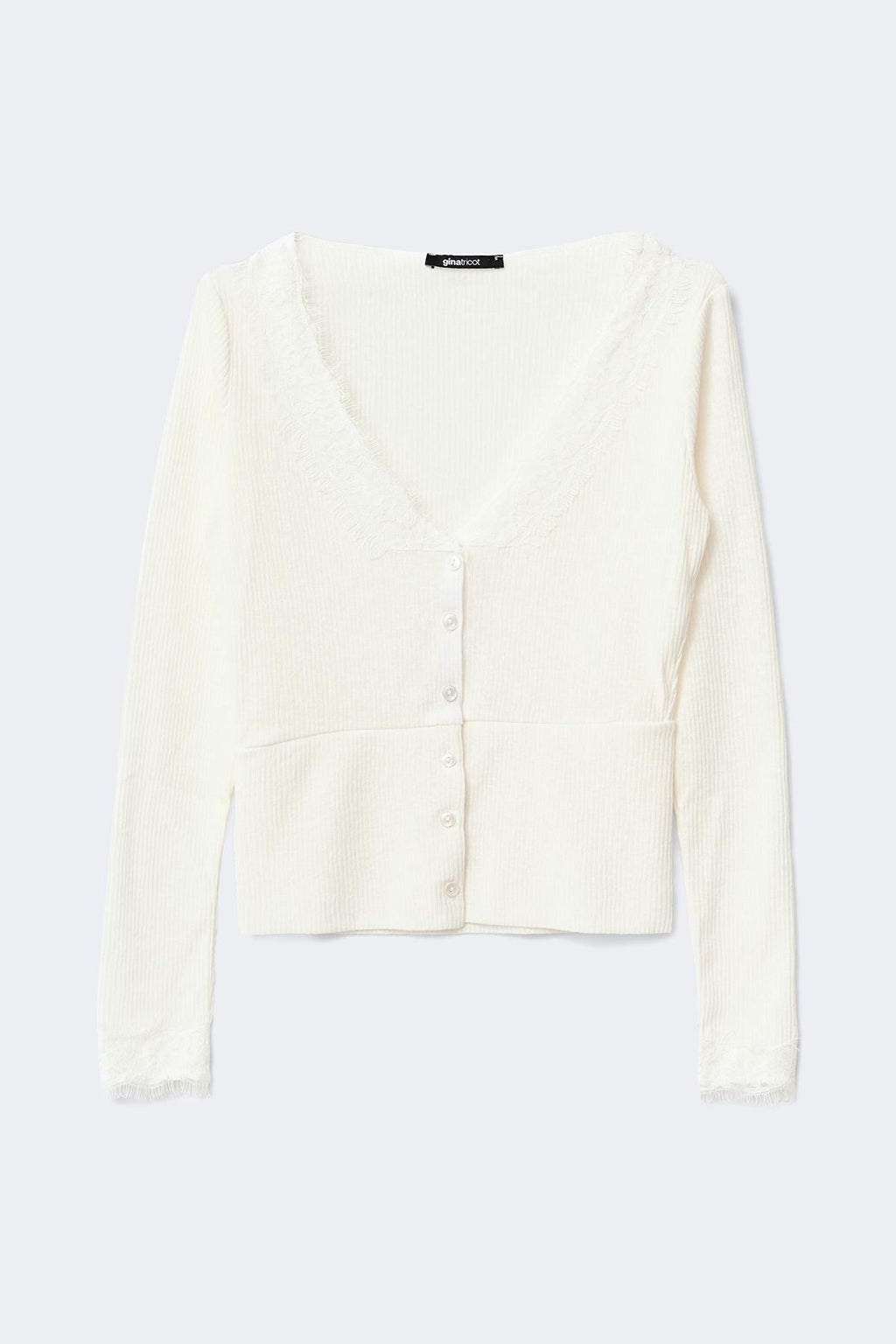 Lace detail button top