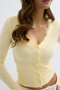 Lace detail button top