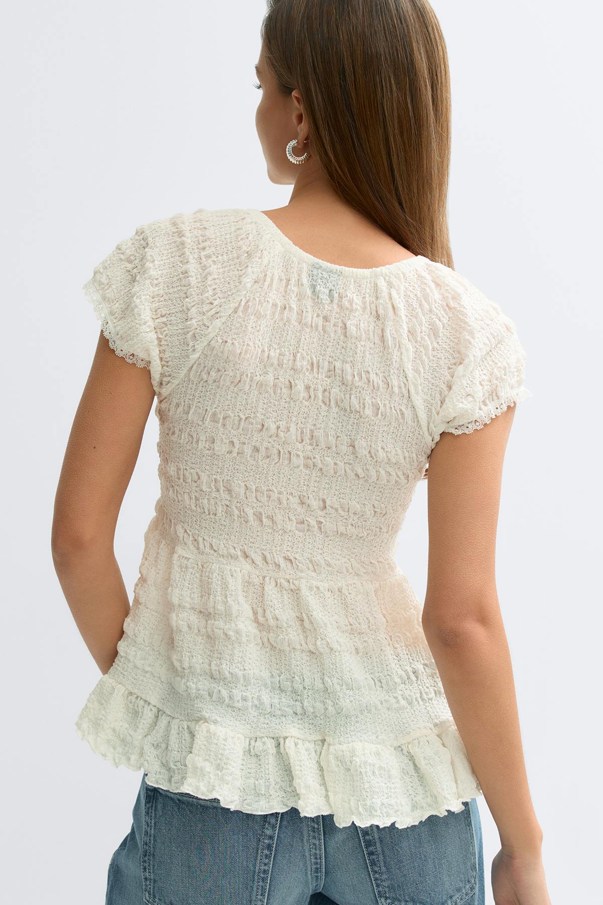 Babydoll lace detail top