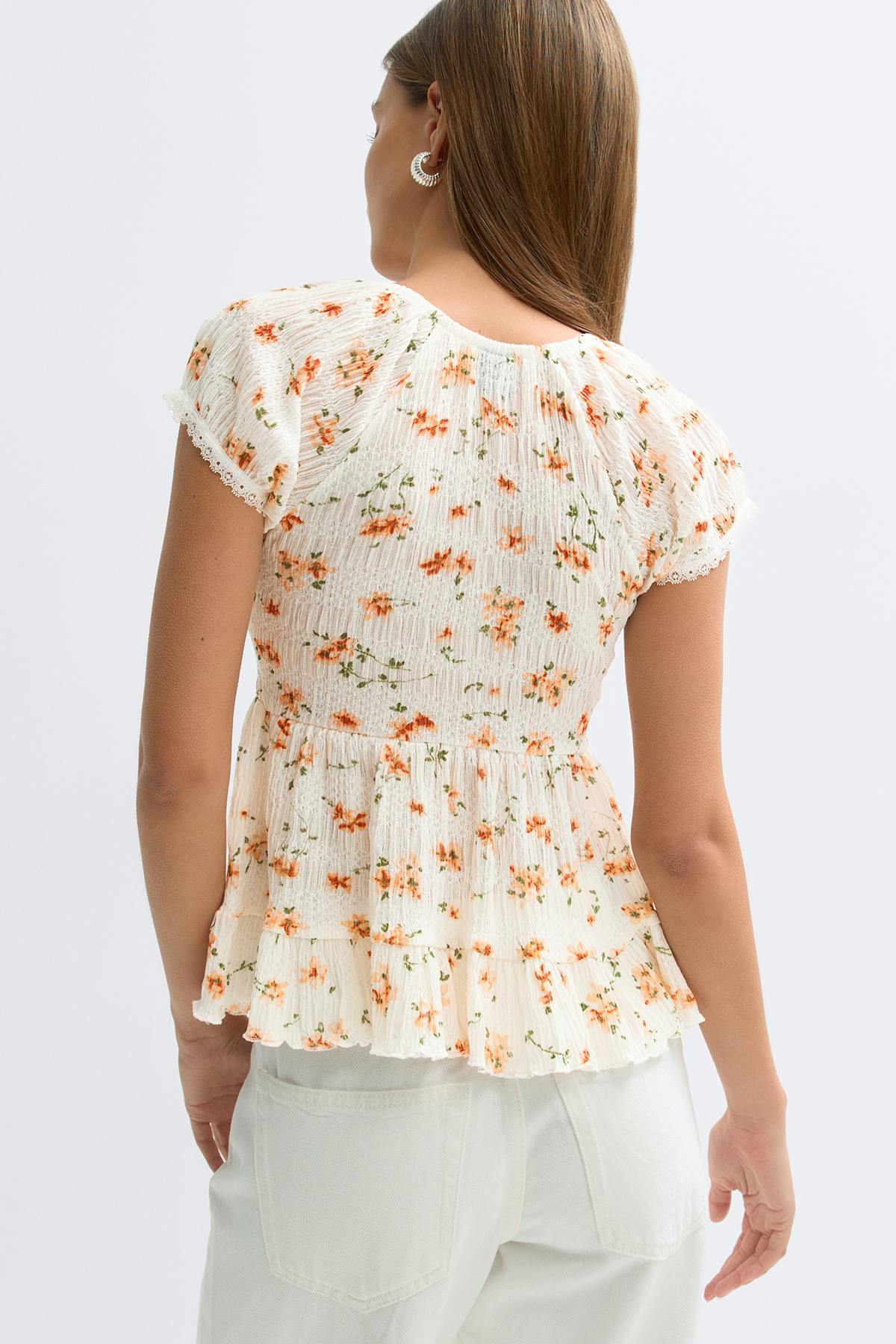 Babydoll lace detail top