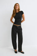 Bold barrel pintuck trousers