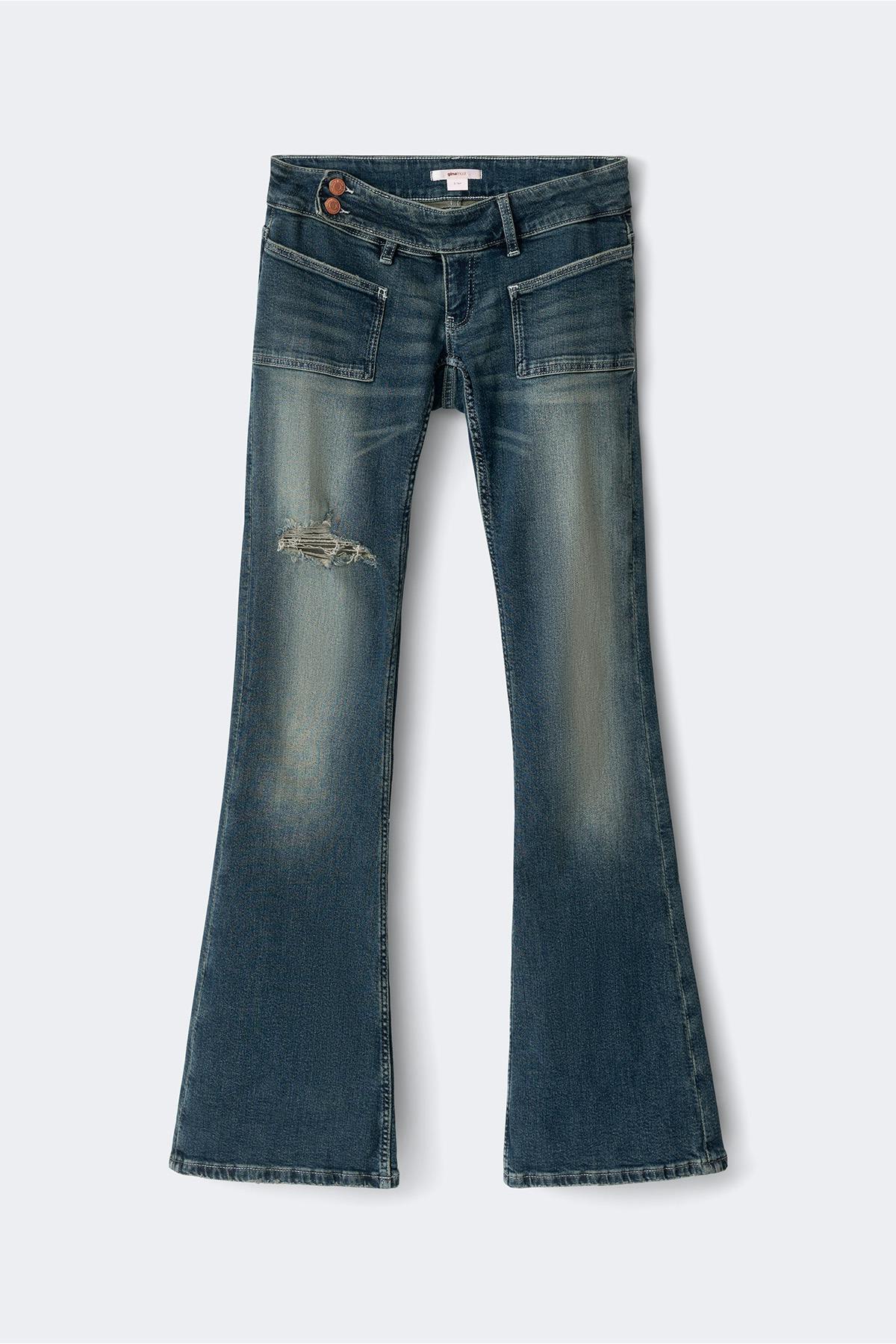 14+ pleated flare jeans