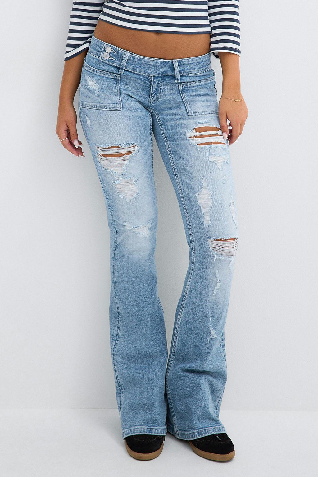 14+ pleated flare jeans