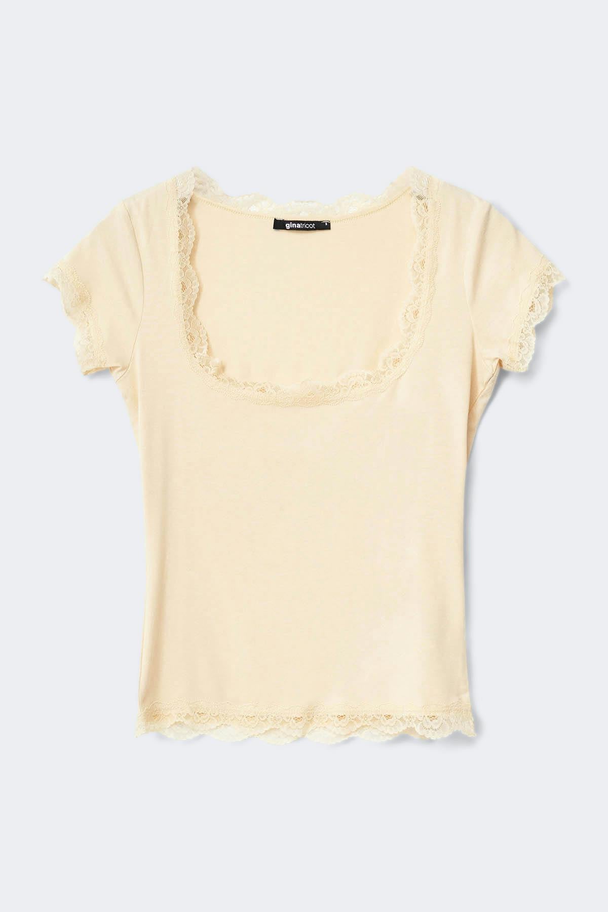Lace detail scoop neck top
