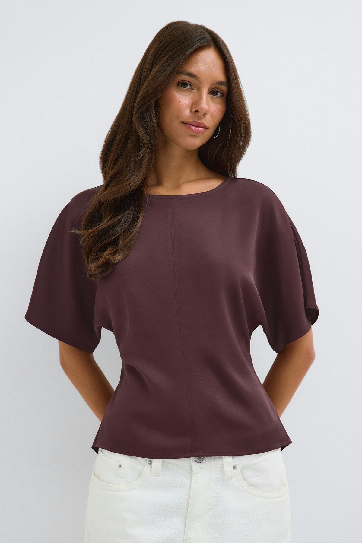 Open back satin blouse