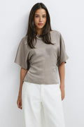 Open back satin blouse