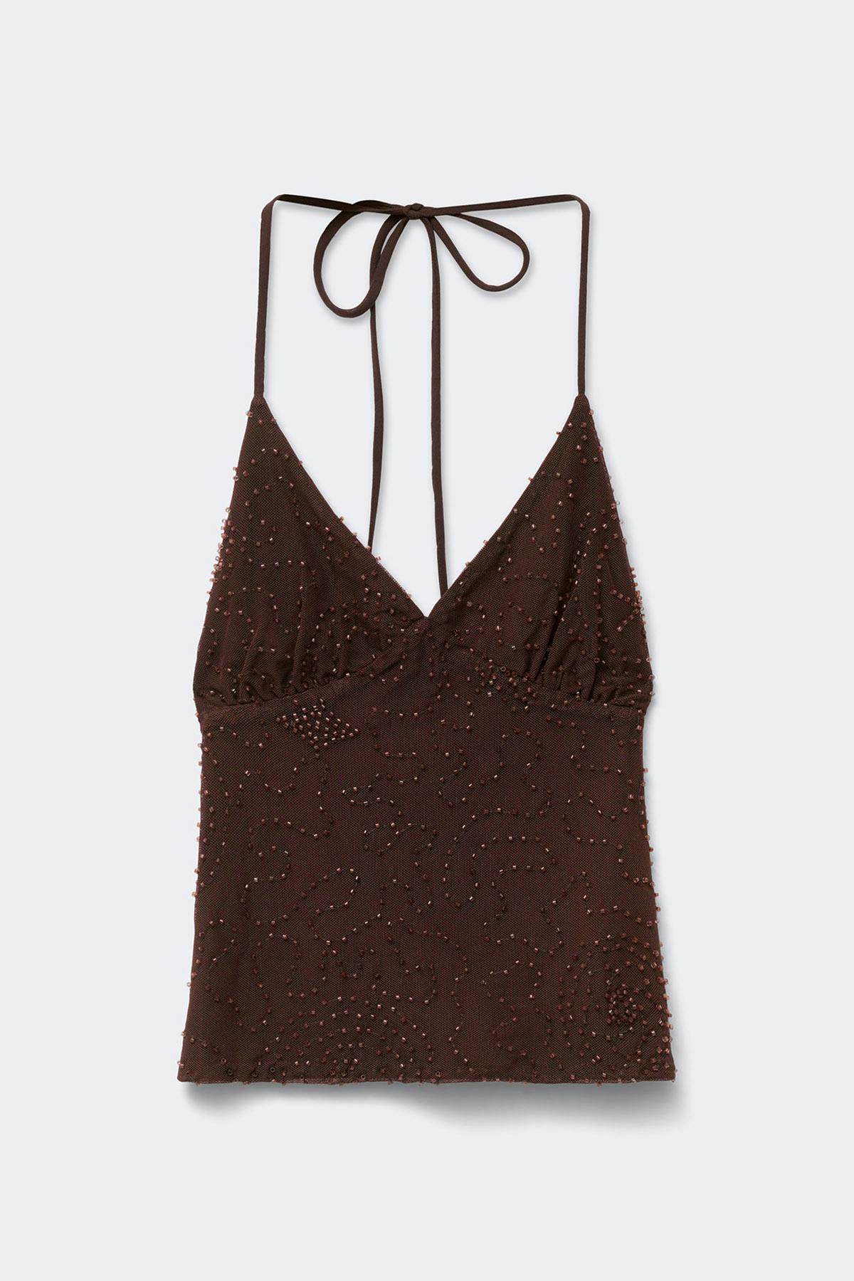 Beaded open back singlet