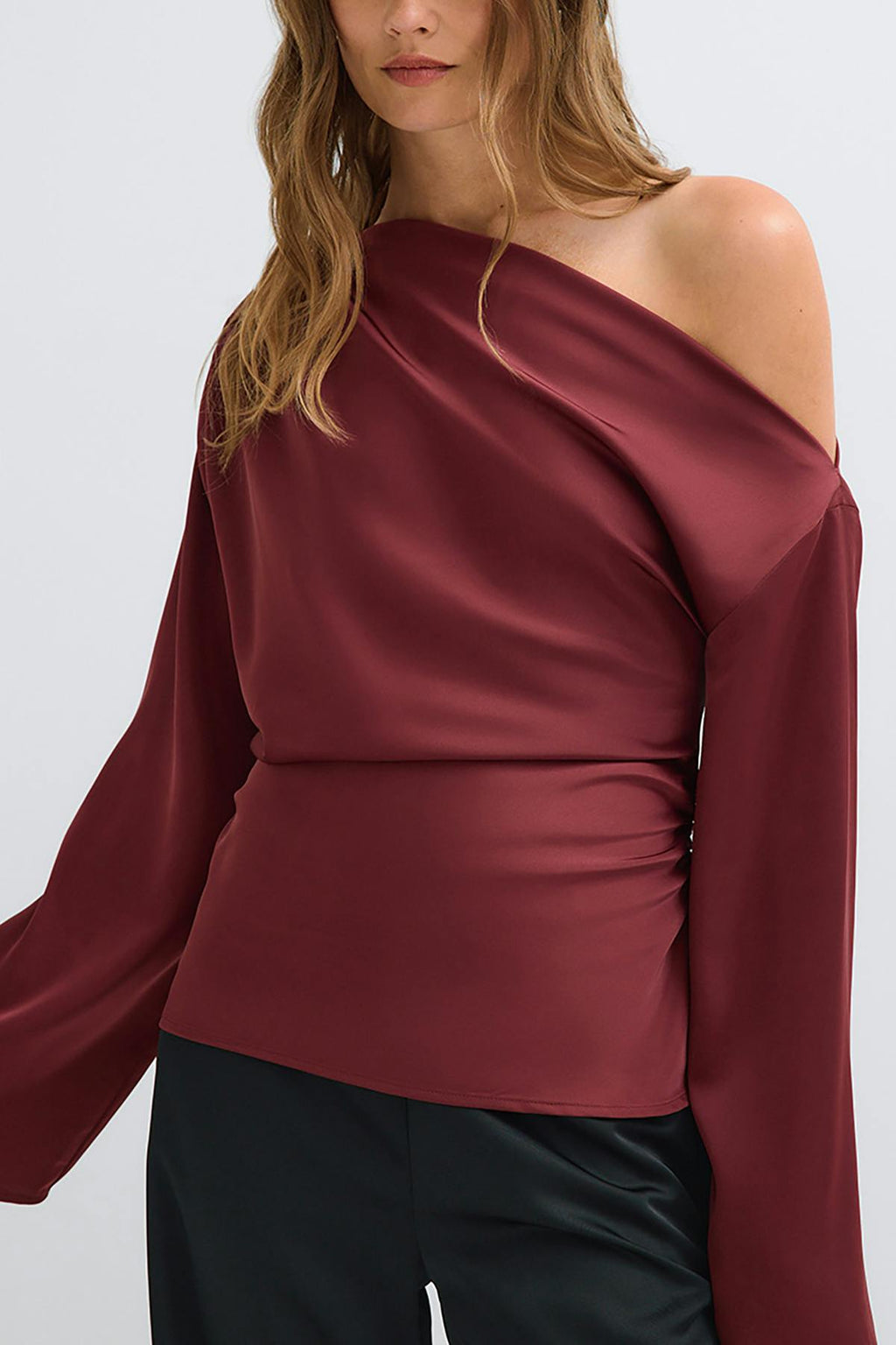 Draped satin blouse