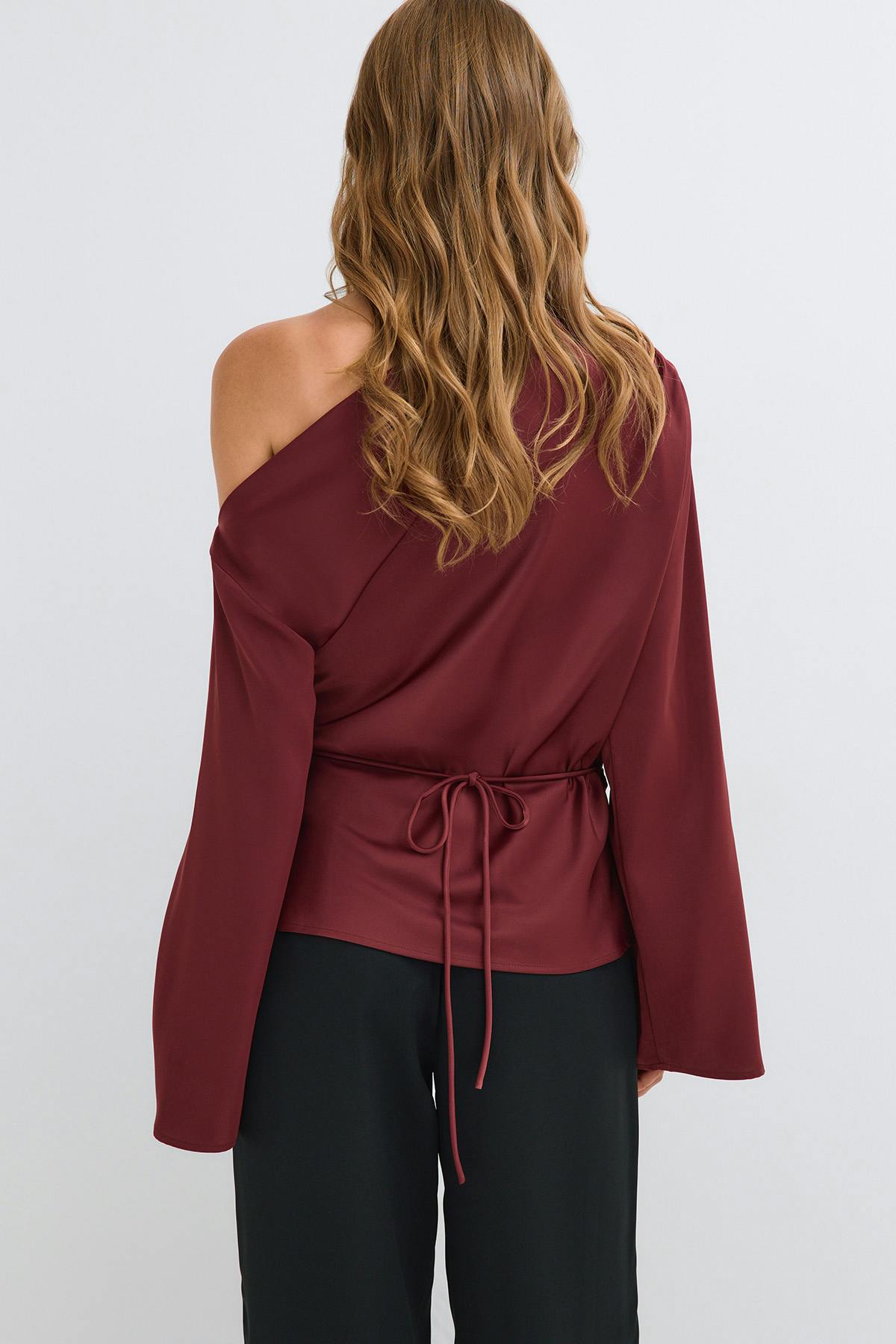 Draped satin blouse