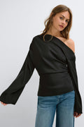 Draped satin blouse