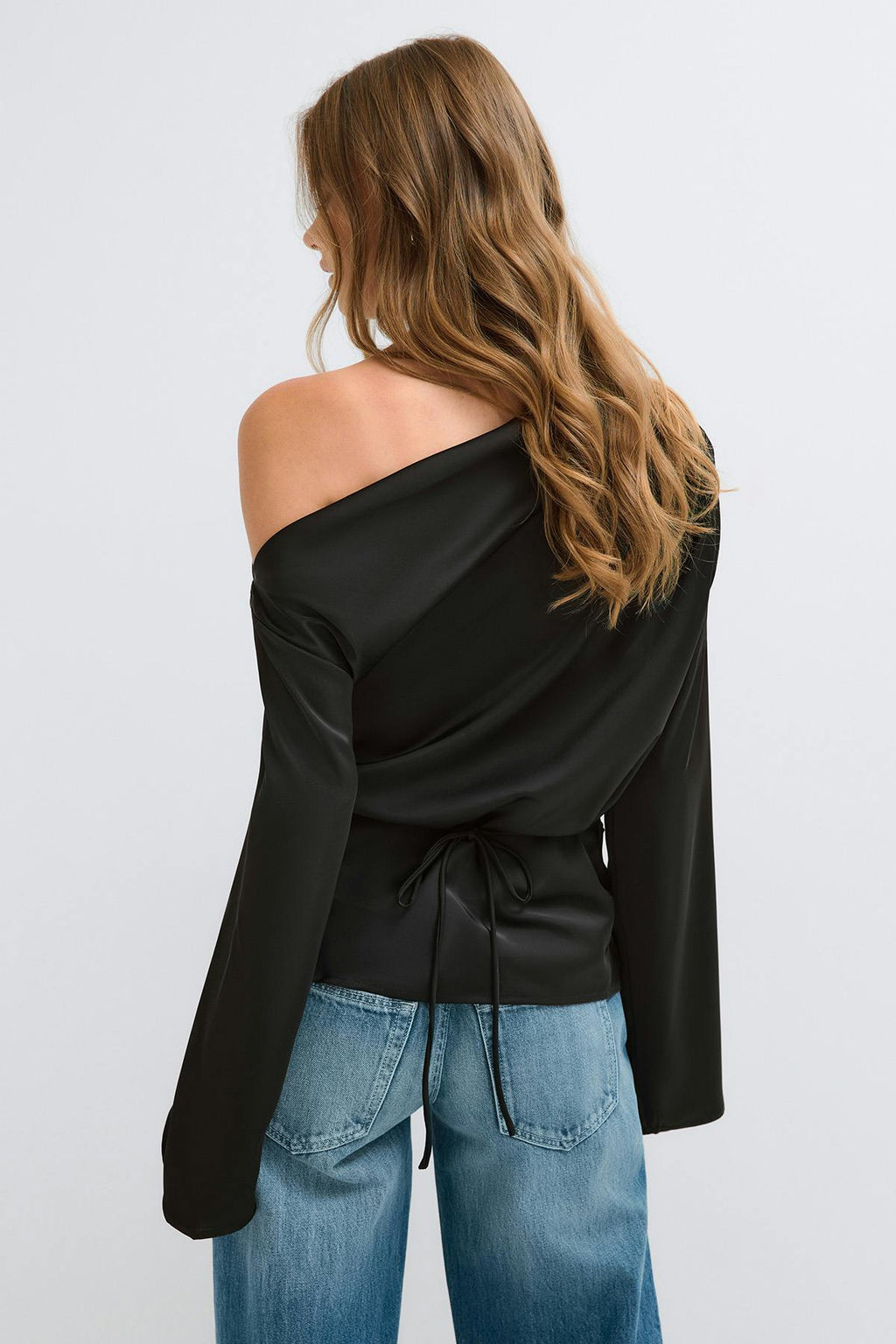 Draped satin blouse