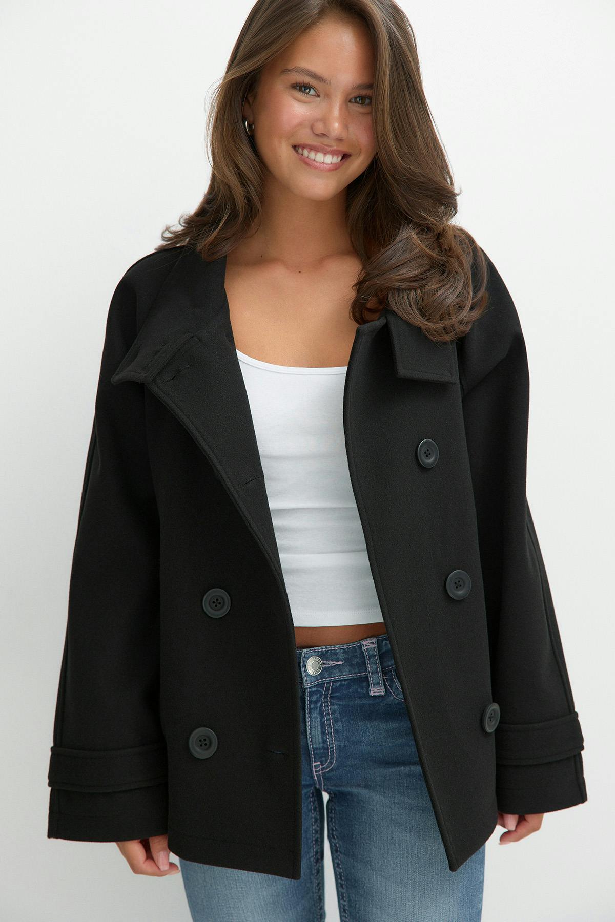 Y high neck felt jacket