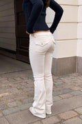 Y lace detail flap jeans