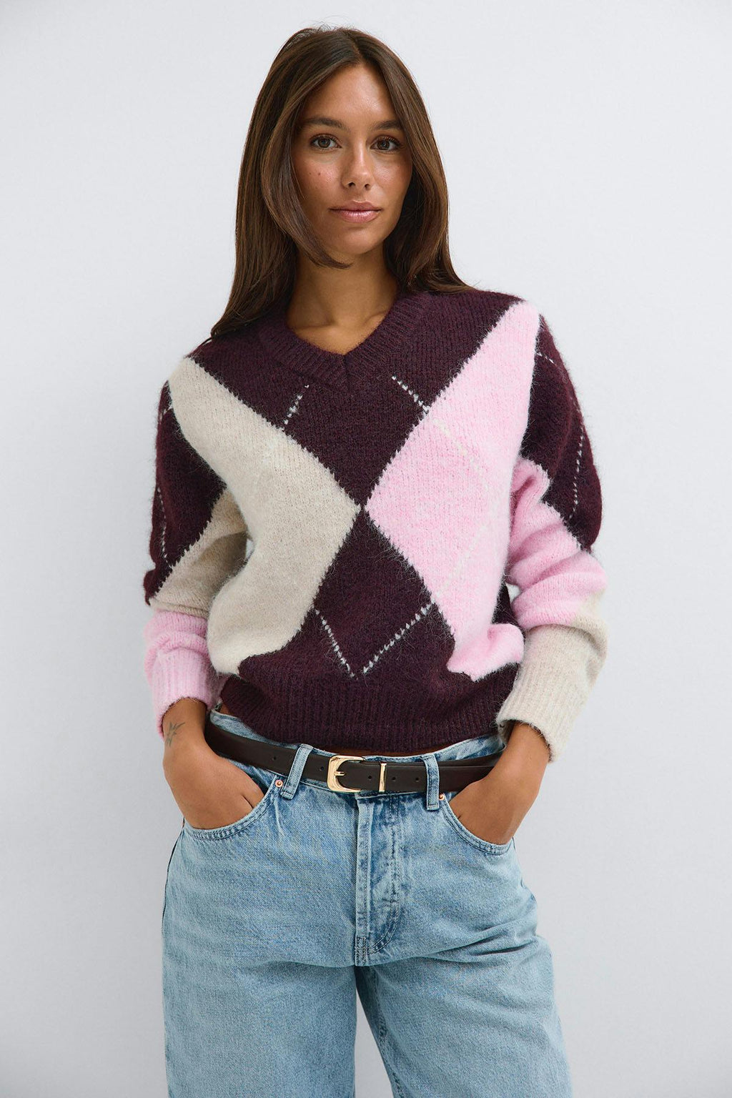 Argyle knitted sweater