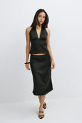 Satin tie back halterneck top