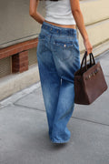 Button snap back jeans