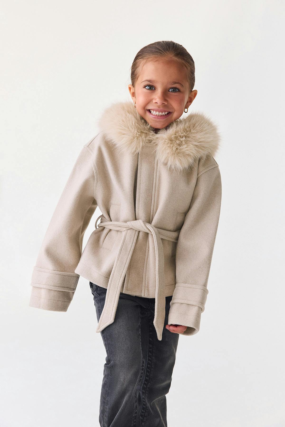 Y petite fur felt jacket