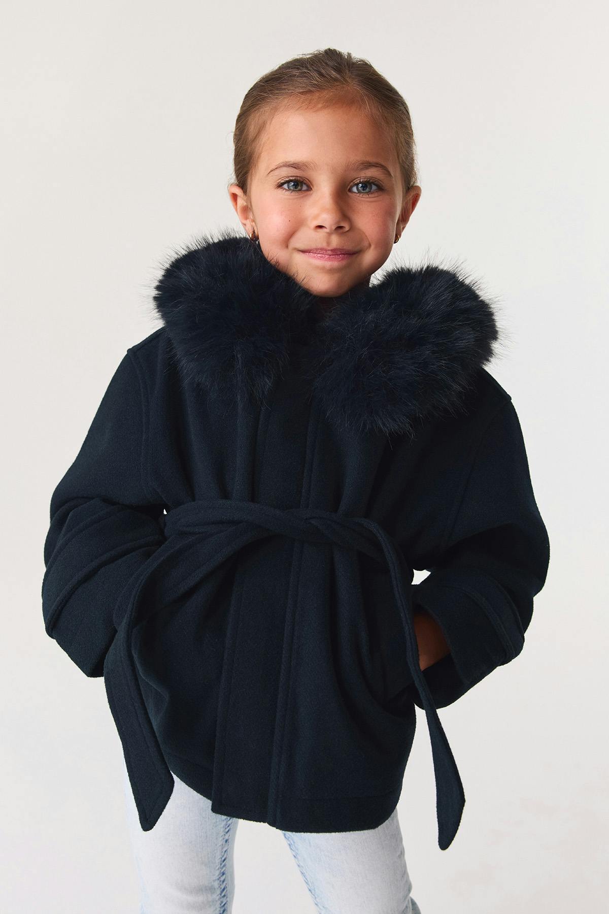 Y petite fur felt jacket