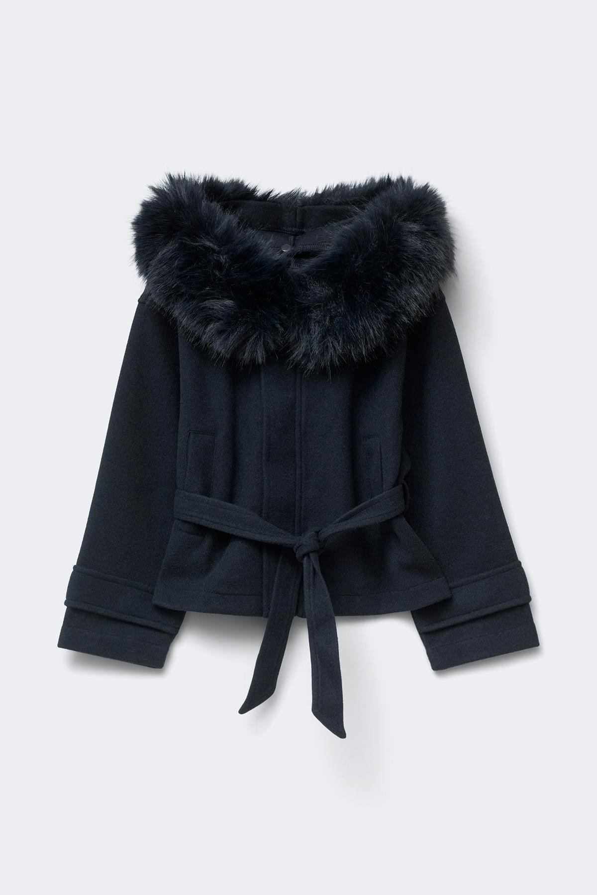 Y petite fur felt jacket