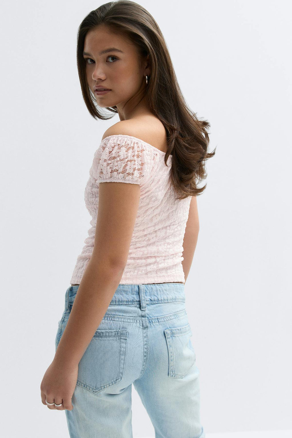 Y lace ruched top