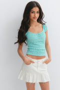 Y lace ruched top