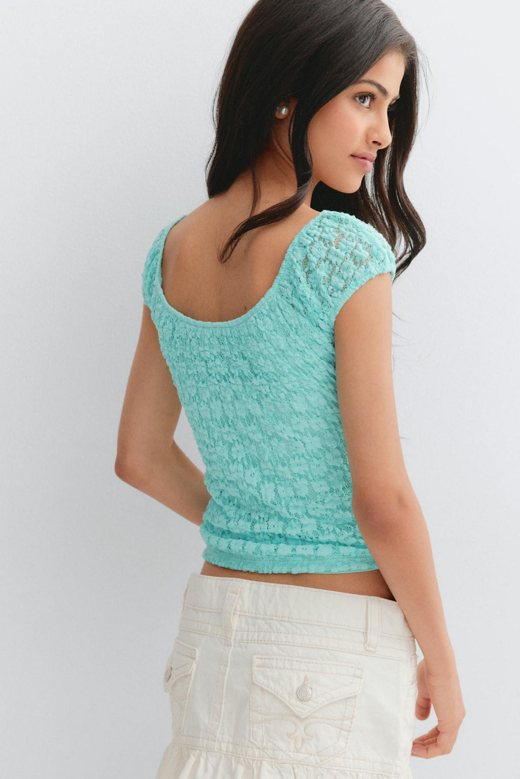 Y lace ruched top