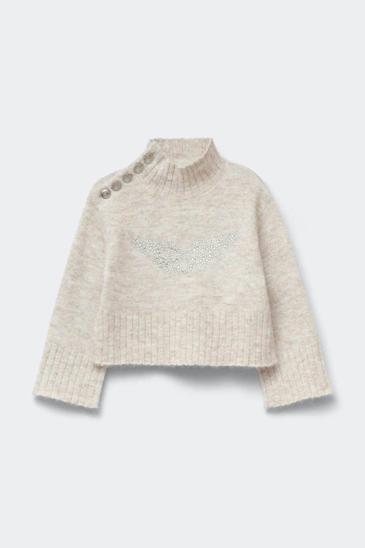 Y petite knitted polo sweater